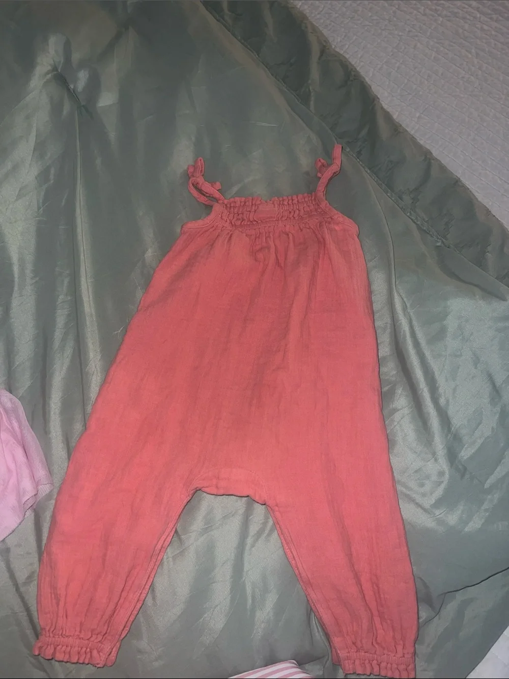 Old Navy Baby Girls Pink Floral Dress with Coral Tie-Strap Jumpsuit